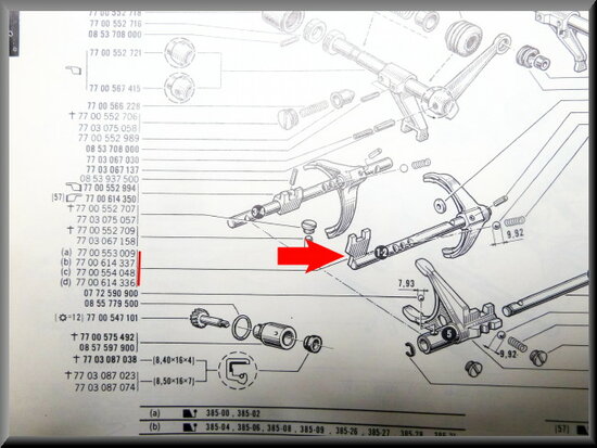 Selector shaft 1st and 2nd gear (5 gear).