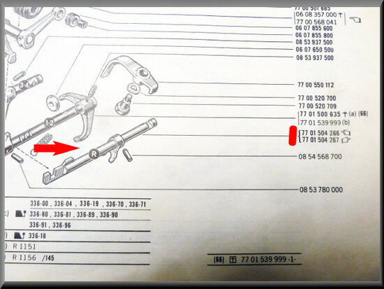 Reverse gear shaft. 