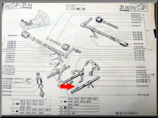 Reverse gear shaft. 