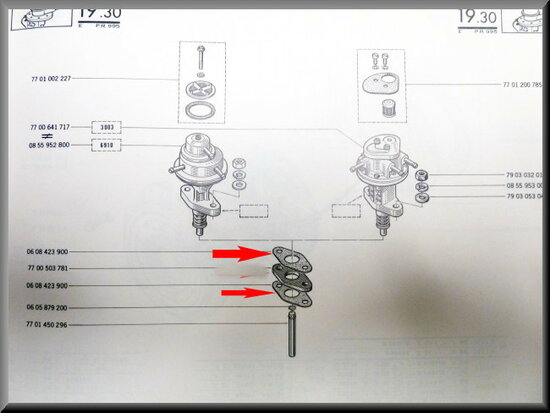 Benzinepomp pakking R16 TS-TX.