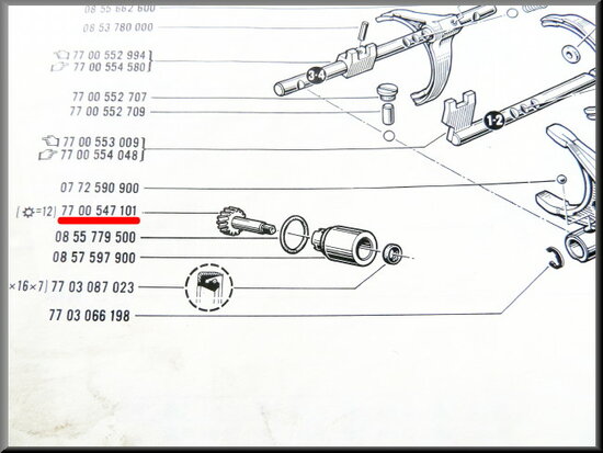 Aandrijving snelheidsmeter kabel R16 (4 bak) + Lotus Europe.