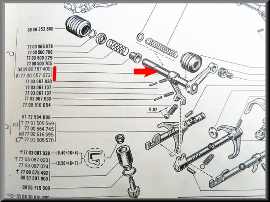 Selector shaft (5 gear).