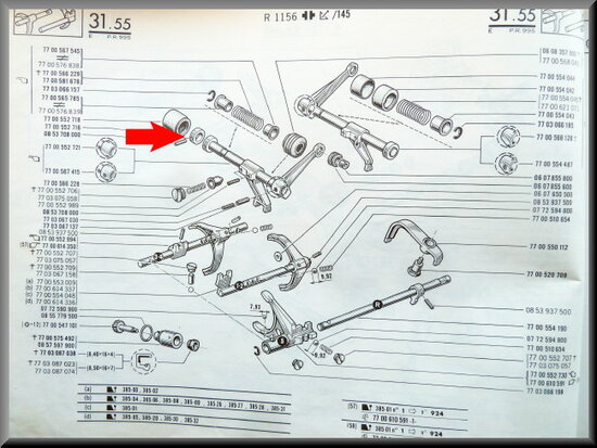 Adjusting ring selector shaft.