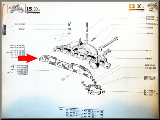 Gasket inlet and exhaust manifold R16 L-TL (type 1).