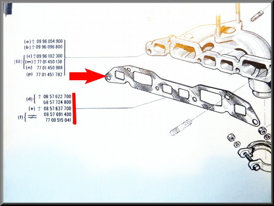 Spruitstuk pakking inlaat+uitlaat R16 L-TL (type 1).