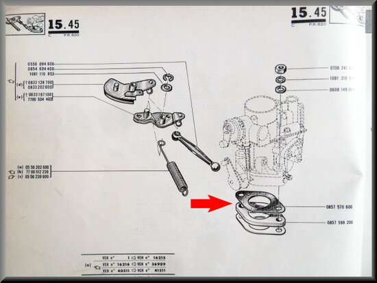 Joint (cale) de pied carburateur R16 1150.