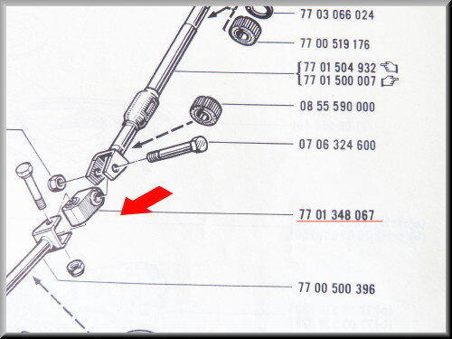 Universal joint steering column for R4 R5, R6, R12, R16, R18, R20, R30 Fuego.