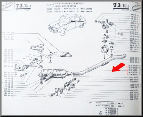 Tube de sortie d'echappement R16 L.