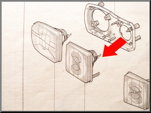 Headlight inside on the right R16 TX >1976 (white).