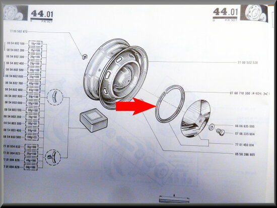 Joint d'enjoliveur de roue R1151-R1152-R1153-R1154 et R1157, R5, R6, R12, R15.