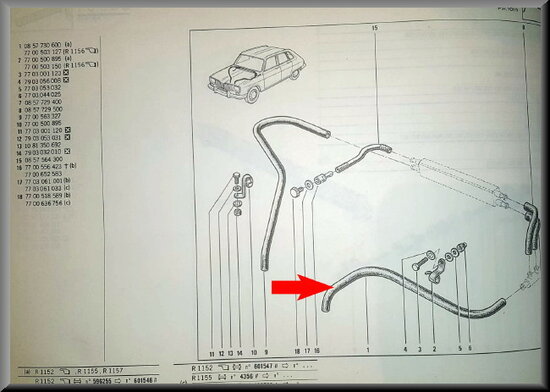 Heater hose left R16 L-GL-GLS-TL.