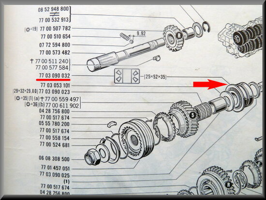 Primary shaft bearing (25-52-35 mm) (385 gearbox).