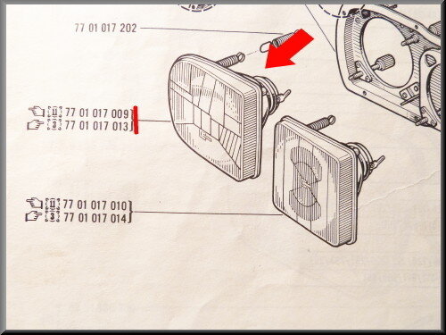 Headlight outside on the right R16 TX >1976 (yellow).