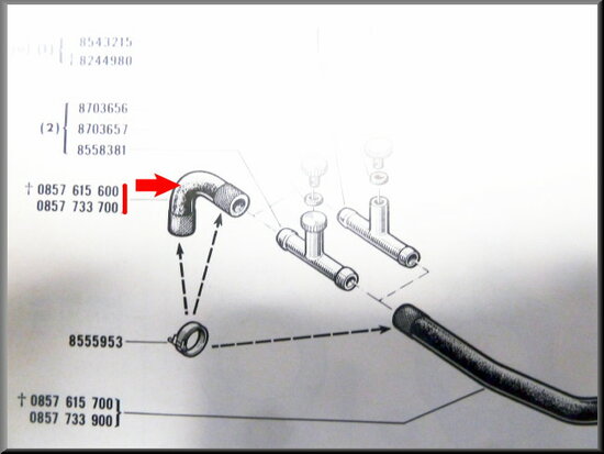 Durite pour circuit de refroidissement de pied de carburateur R16 L-TL.