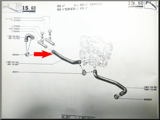 Cooling hose carburetor R16 L-TL.