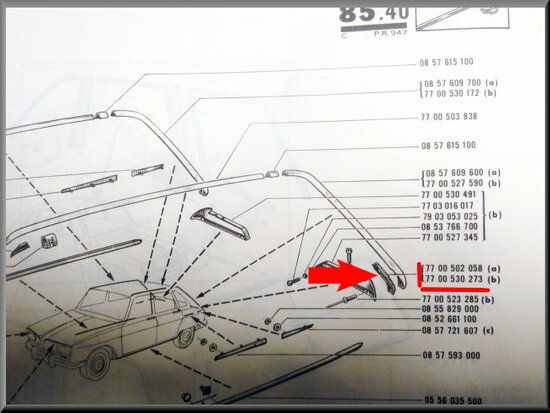 Rear roof strip cap R16 2nd type.