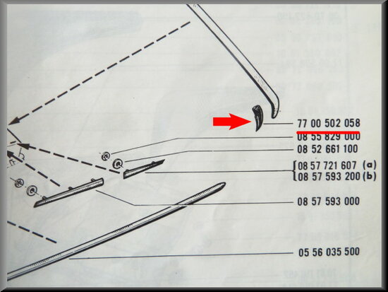 Rear roof strip cap R16 first type.