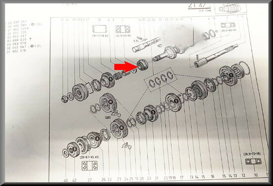 Secundary shaft bearing (22,5-52-25 mm) NG gear.