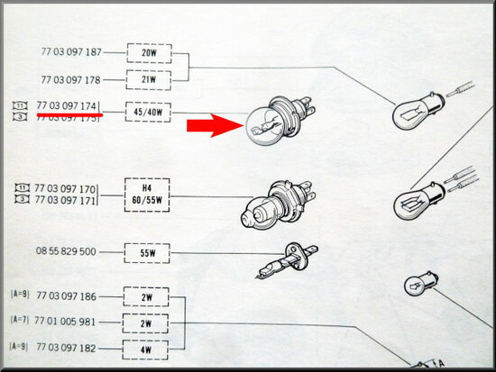 Headlight bulb (yellow, 45 watt).