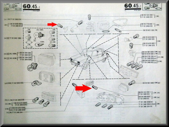 Bulb parking lights and side indicators (4 Watt).