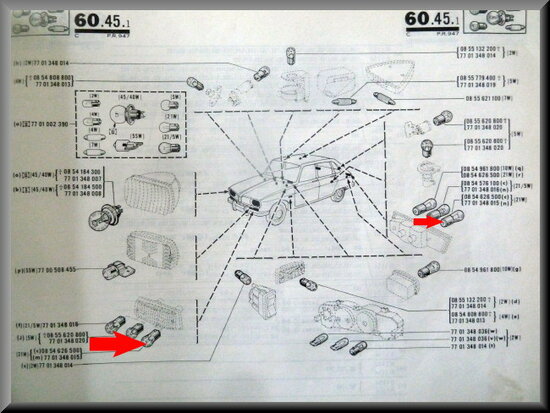 Bulb indicator lights and reversing light (21 Watt).