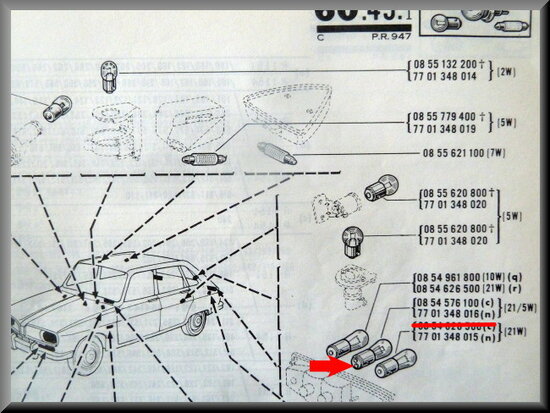 Bulb brake and low beam light (21/5 Watt).