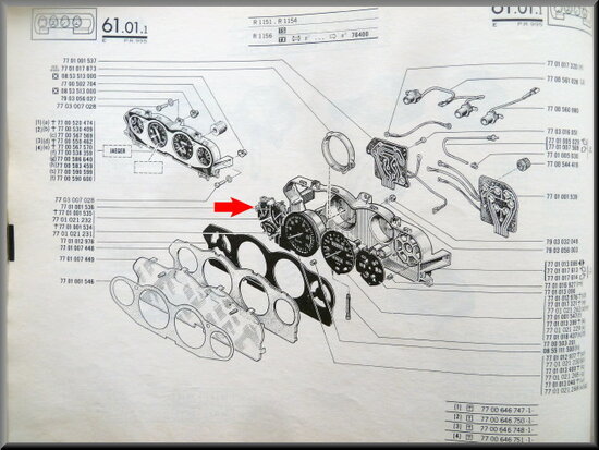 Dashboard gauge, fuel consumption R16 TS and first types TX.