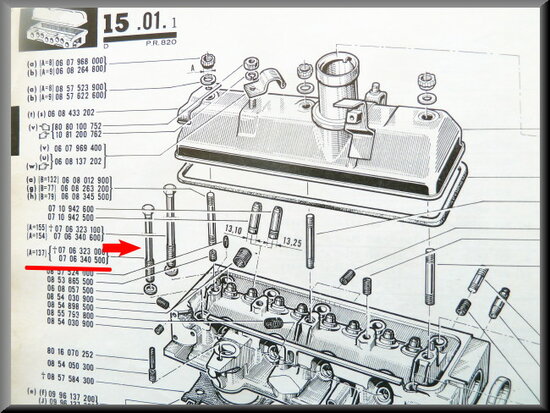 Cylinder head bolt R16 L-TL ,137 mm.