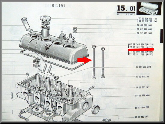 Cylinder head bolt, 215 mm R16 TS-TX.