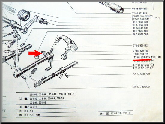 Gear-shift fork first en second gear (4 and 5 gear).