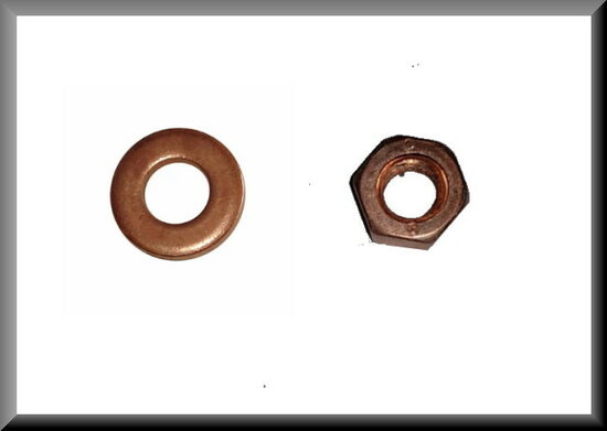 Attaching nut and washer set (copper) for manifold