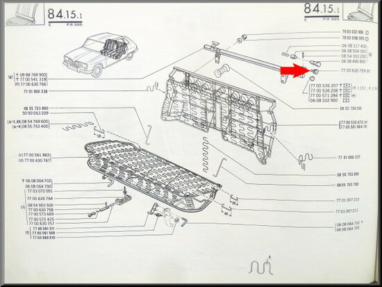 Fixing nut rear seat backrest.