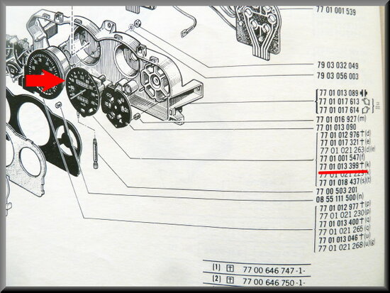 Odometer R16 TX (first type), TS (second type), used.