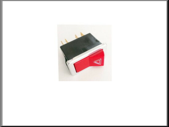 Warning light switch (red, with chrome frame)