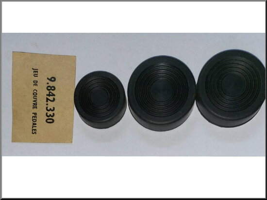 R4 Pedaalrubber set 4CV (eerste type) (New Old Stock).