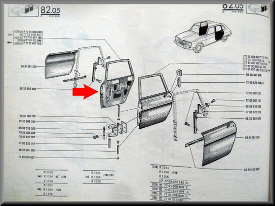 Door rear right (New Old Stock).