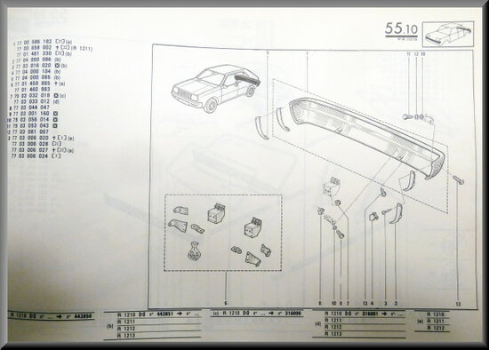 R14- type 1 Bumper achterzijde (licht grijs) (New Old Stock).