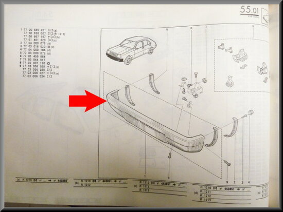 R14- type 1 Front bumper (light gray) (New Old Stock).