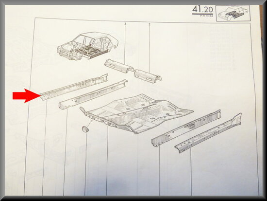 R14 Door sill repair panel right (New Old Stock).