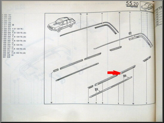 R18 Rear left door rubber strip (New Old Stock).