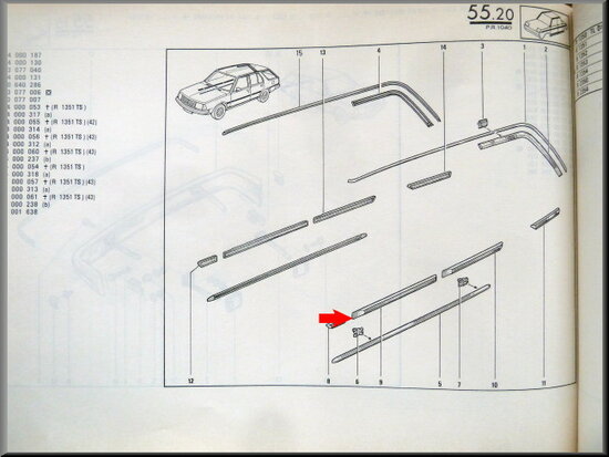 R18 Voordeur rubber strip links (New Old Stock).