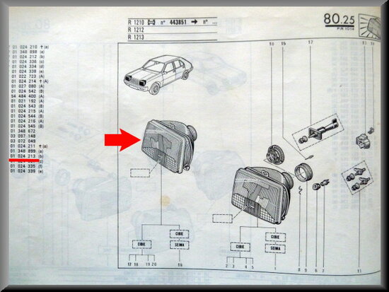 R14, Rodeo 6 Right headlight (H4) (New Old Stock).