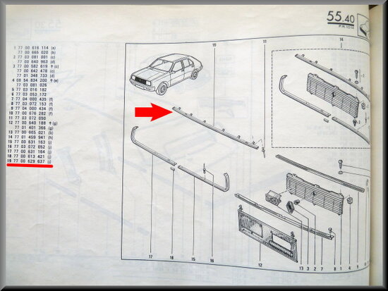 R14 Grill lijst (New Old Stock).