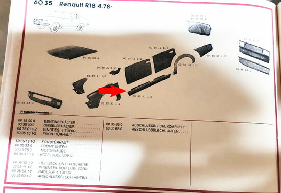 R18 Tôle de réparation de longeron gauche (New Old Stock).