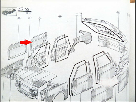 R20-R30 Doorskin rear right (New Old Stock).