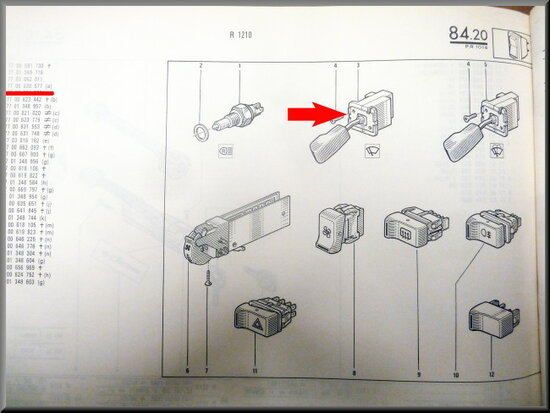 R14 Bouton de commande d'essuie-glace (New Old Stock).