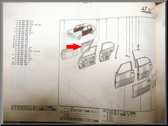 R14 Doorskin rear right (New Old Stock).