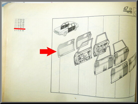 R20-R30 Doorskin front right (New Old Stock).