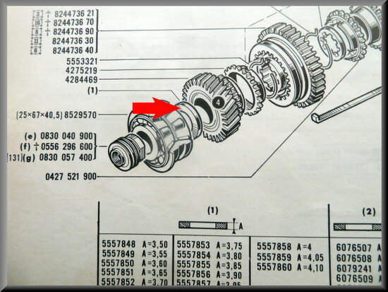 Pinion ring (3,70).