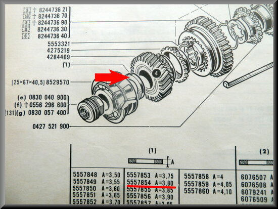 Pinion ring (3,80).